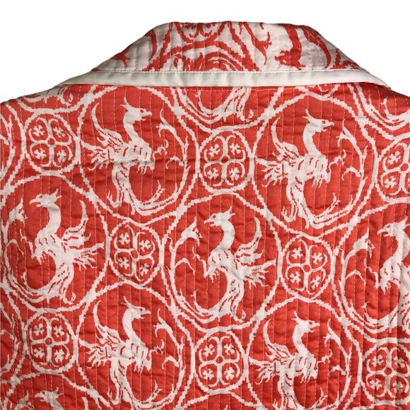 Patty Kim Jacket Womens Size Medium Orange/White Quilted Reversible Blazer - Picture 8 of 9